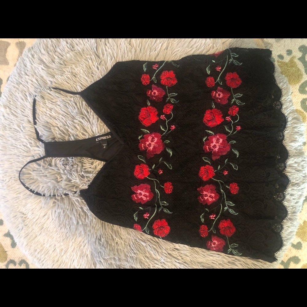 Express Rose Floral Racerback Tank Top